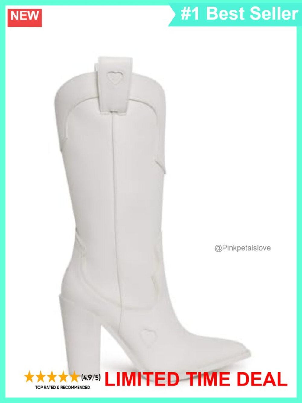 Unbranded Mid-Calf Western Heeled Boots Vegan Leather Pull-On